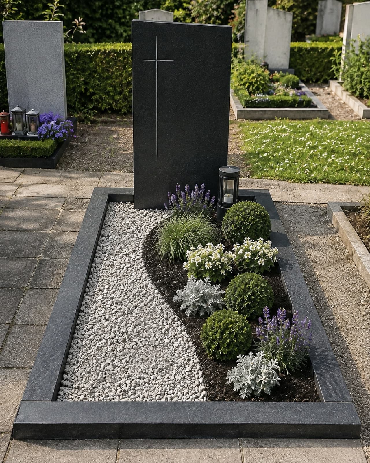 Beispielgestaltung eines Grabes: Klassisch mit Kreuz